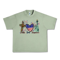 Oil Green Faith love Freedom 4th of july Urban Heavy Tee - CowGirlArtShop