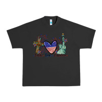 Pigment Black Faith love Freedom 4th of july Urban Heavy Tee - CowGirlArtShop