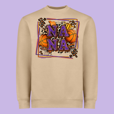 Basketball Nana With Leopard Heavyweight Sweatshirt Designed By Zillion Design Studio