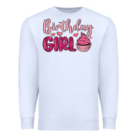 White birthday girl cupcake Premium Sweatshirt - MaliasSmallBusiness