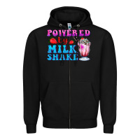 Black powered by milkshake Zipper Hoodie - AdoDesignShop