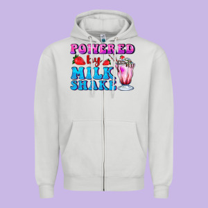 Powered By Milkshake Zipper Hoodie Designed By Adodesignshop