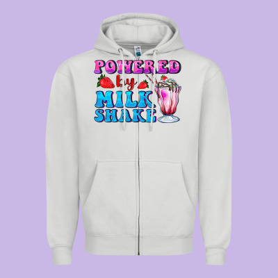 Powered By Milkshake Zipper Hoodie Designed By Adodesignshop