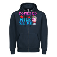Navy powered by milkshake Zipper Hoodie - AdoDesignShop