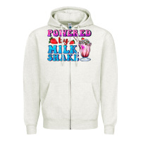 Oatmeal Heather powered by milkshake Zipper Hoodie - AdoDesignShop