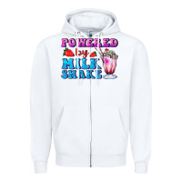 White powered by milkshake Zipper Hoodie - AdoDesignShop