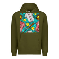 Army Green softball uniform glove and bat with field seamless pattern Premium Hoodie - BundleAndBundleShop