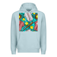 Blue Mist softball uniform glove and bat with field seamless pattern Premium Hoodie - BundleAndBundleShop