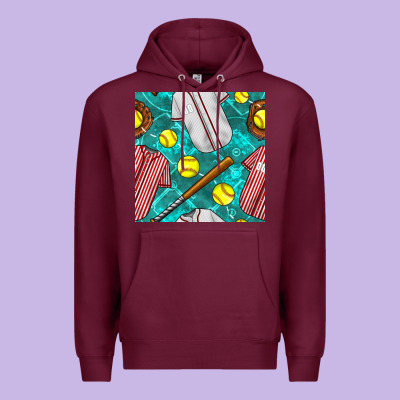 Softball Uniform Glove And Bat With Field Seamless Pattern Premium Hoodie Designed By Bundleandbundleshop