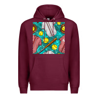 Burgundy softball uniform glove and bat with field seamless pattern Premium Hoodie - BundleAndBundleShop