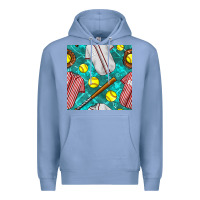 Colony Blue softball uniform glove and bat with field seamless pattern Premium Hoodie - BundleAndBundleShop