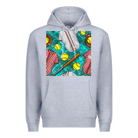 Heather Grey softball uniform glove and bat with field seamless pattern Premium Hoodie - BundleAndBundleShop