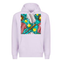 Lilac softball uniform glove and bat with field seamless pattern Premium Hoodie - BundleAndBundleShop