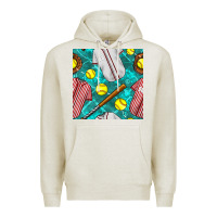 Oatmeal Heather softball uniform glove and bat with field seamless pattern Premium Hoodie - BundleAndBundleShop