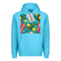 Ocean Blue softball uniform glove and bat with field seamless pattern Premium Hoodie - BundleAndBundleShop
