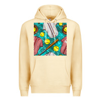Pina Colada softball uniform glove and bat with field seamless pattern Premium Hoodie - BundleAndBundleShop