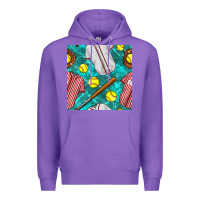 Purple softball uniform glove and bat with field seamless pattern Premium Hoodie - BundleAndBundleShop