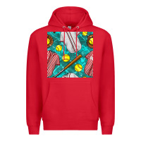 Red softball uniform glove and bat with field seamless pattern Premium Hoodie - BundleAndBundleShop