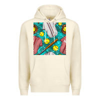 Sandshell softball uniform glove and bat with field seamless pattern Premium Hoodie - BundleAndBundleShop