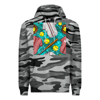 Slate Camo softball uniform glove and bat with field seamless pattern Premium Hoodie - BundleAndBundleShop