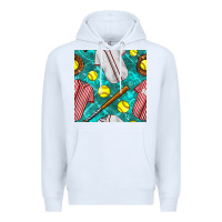 White softball uniform glove and bat with field seamless pattern Premium Hoodie - BundleAndBundleShop
