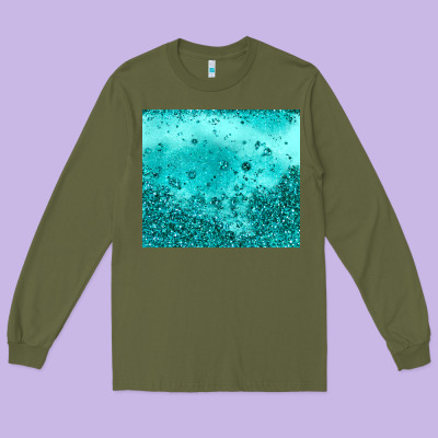 Turquoise Glitter Long Sleeve Tee Designed By Jahusdesignshop