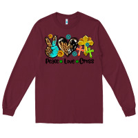 Burgundy peace love cross Long Sleeve Tee - AdoDesignShop