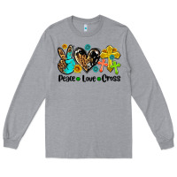 Heather Grey peace love cross Long Sleeve Tee - AdoDesignShop