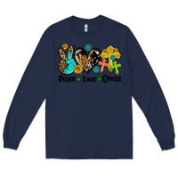Navy peace love cross Long Sleeve Tee - AdoDesignShop