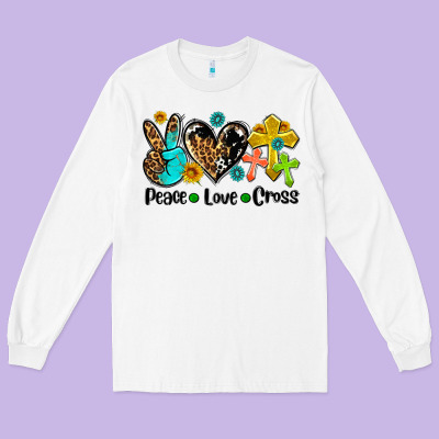 Peace Love Cross Long Sleeve Tee Designed By Adodesignshop