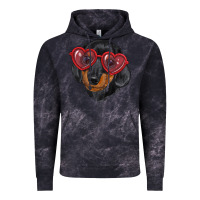 Cloud Black dachshund with love glasses Vintage Hoodie - RanaPortraitStore