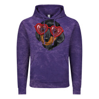 Cloud Purple dachshund with love glasses Vintage Hoodie - RanaPortraitStore