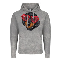 Cloud Rock dachshund with love glasses Vintage Hoodie - RanaPortraitStore