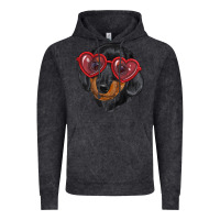 Vintage Black dachshund with love glasses Vintage Hoodie - RanaPortraitStore