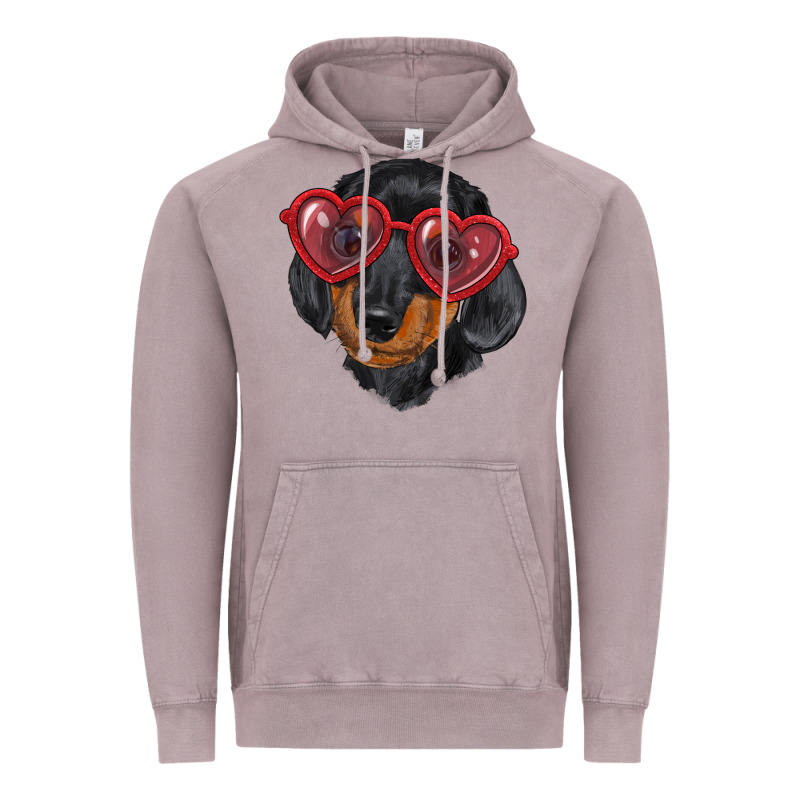 Dachshund With Love Glasses Vintage Hoodie by RanaPortraitStore | Teevron