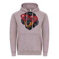 Vintage Zinc dachshund with love glasses Vintage Hoodie - RanaPortraitStore