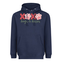 Navy xoxo hugs and kisses Heavyweight Hoodie - MaliasSmallBusiness
