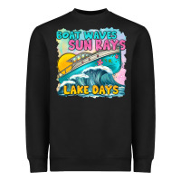 Black boat waves sun rays lake days Heavyweight Sweatshirt - texasbilliewilder