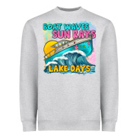 Heather Grey boat waves sun rays lake days Heavyweight Sweatshirt - texasbilliewilder
