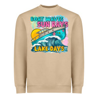 Mushroom boat waves sun rays lake days Heavyweight Sweatshirt - texasbilliewilder