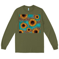 Army Green sunflower turquoise glitter Long Sleeve Tee - JahusDesignShop