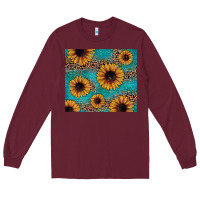 Burgundy sunflower turquoise glitter Long Sleeve Tee - JahusDesignShop