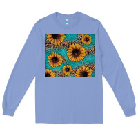 Colony Blue sunflower turquoise glitter Long Sleeve Tee - JahusDesignShop