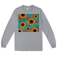 Heather Grey sunflower turquoise glitter Long Sleeve Tee - JahusDesignShop