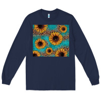 Navy sunflower turquoise glitter Long Sleeve Tee - JahusDesignShop