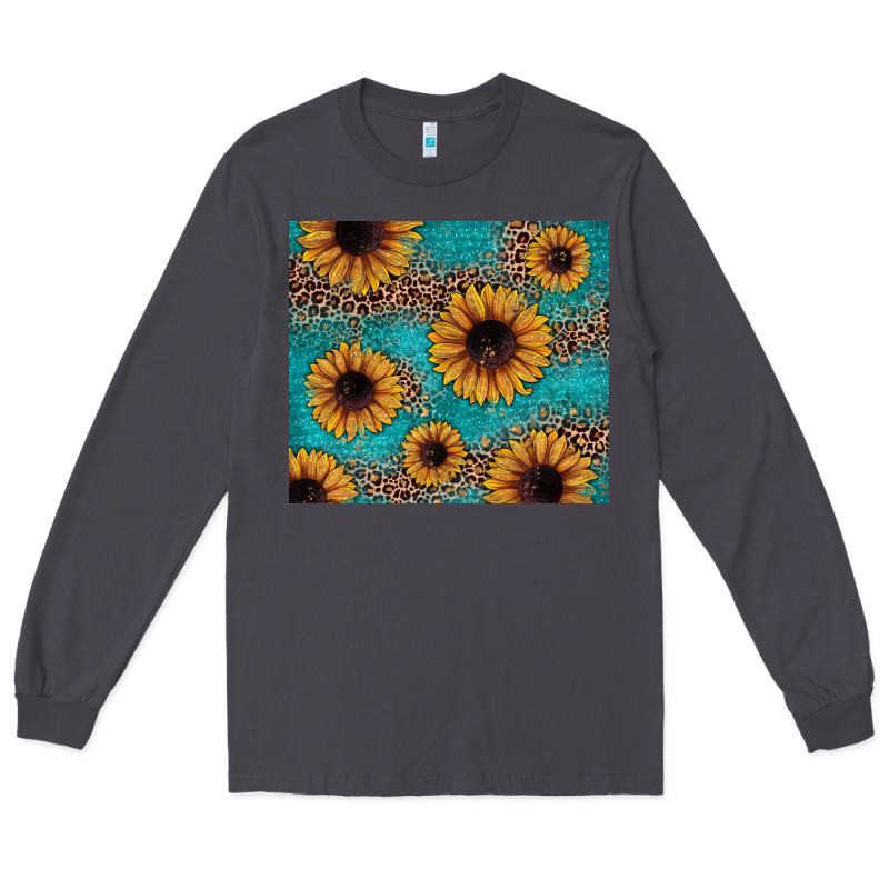 Sunflower Turquoise Glitter Long Sleeve Tee by JahusDesignShop | Teevron