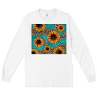 White sunflower turquoise glitter Long Sleeve Tee - JahusDesignShop