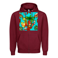 Burgundy summer drinks and ice cream Zipper Hoodie - BundleAndBundleShop