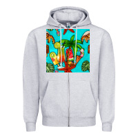 Heather Grey summer drinks and ice cream Zipper Hoodie - BundleAndBundleShop