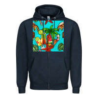 Navy summer drinks and ice cream Zipper Hoodie - BundleAndBundleShop